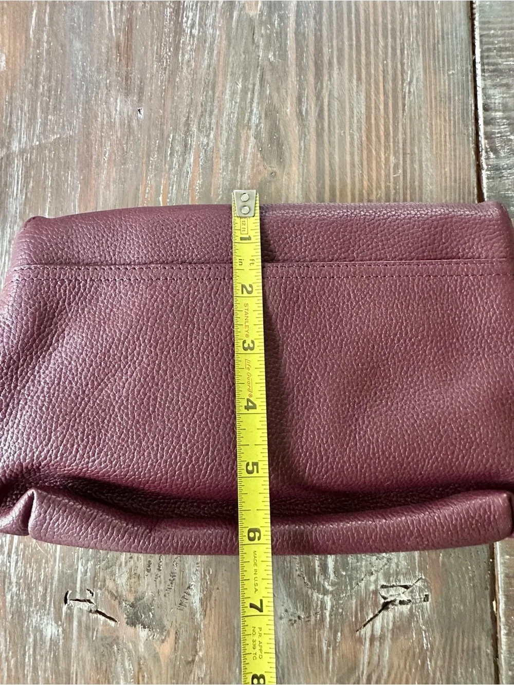 NWT Nordstrom Plum Leather Fold-Over Clutch, No Strap
